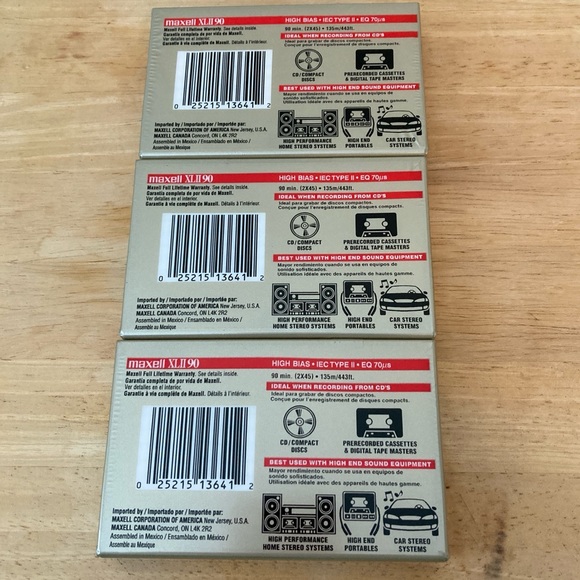 Maxell Audio Cassettes 90 Min High Bias XLII Type II 3 Tapes - Picture 3 of 4